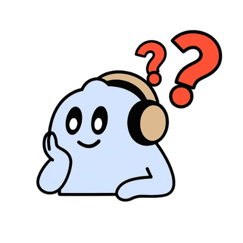 Maskottchen, das über der FAQ-Sektion schwebt